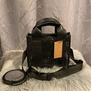 BNWT STEVE MADDEN Bwebber Clear Mesh Rhinestone Bling Satchel Crossbody Bag